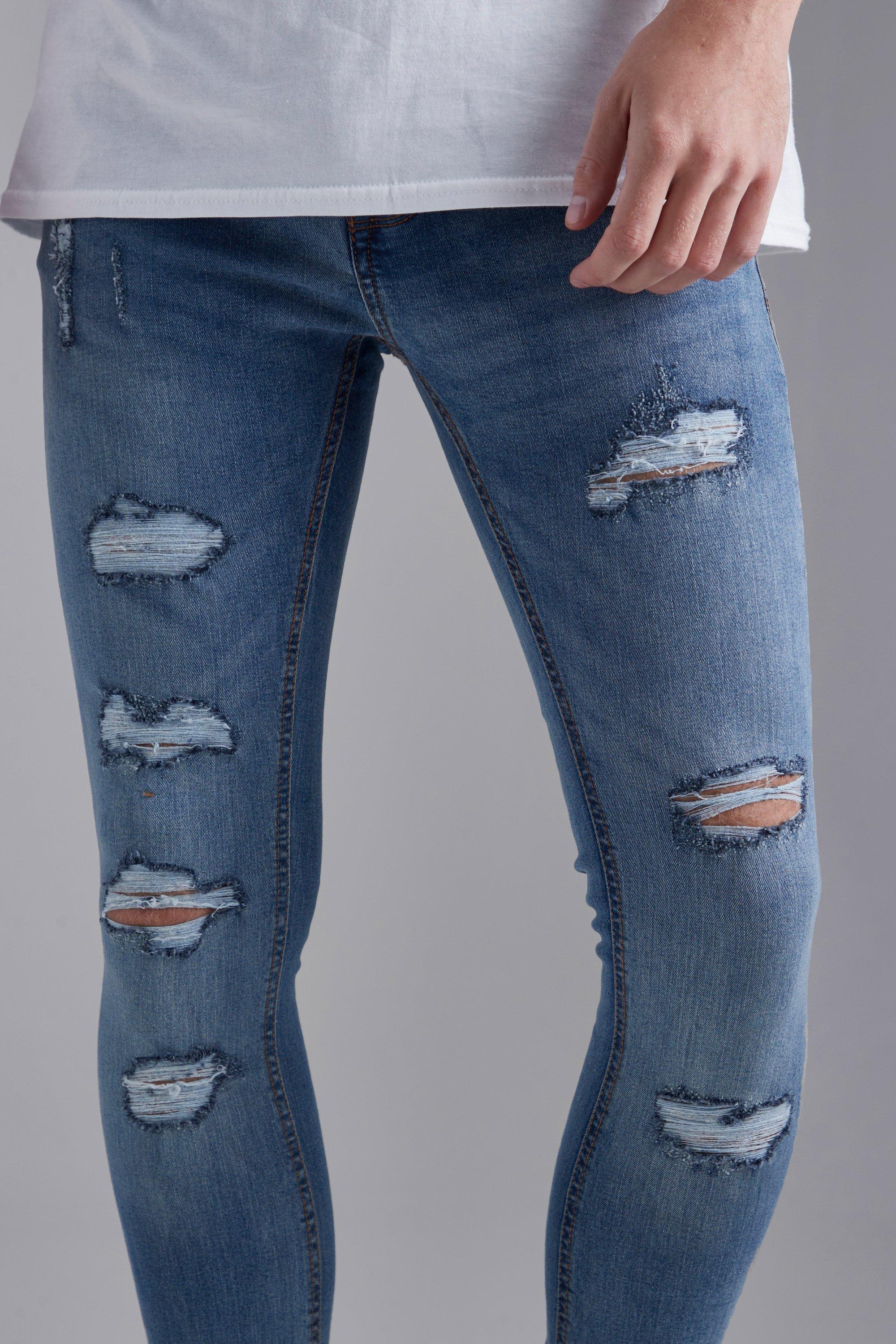 Sky blue ripped sales jeans